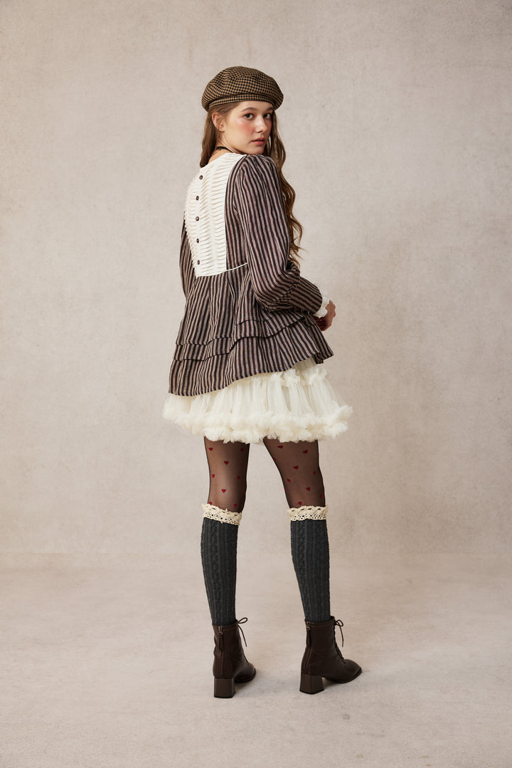 Lydia 18 | Linen Pintucked Puff Sleeve Blouse