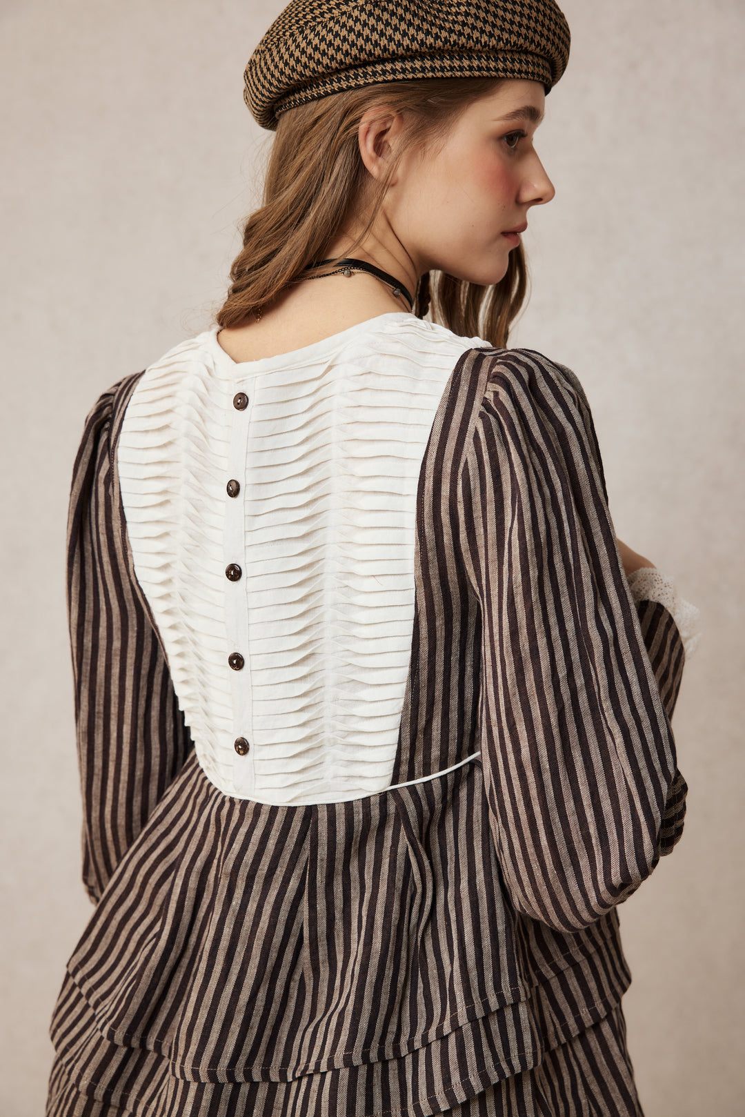Lydia 18 | Linen Pintucked Puff Sleeve Blouse
