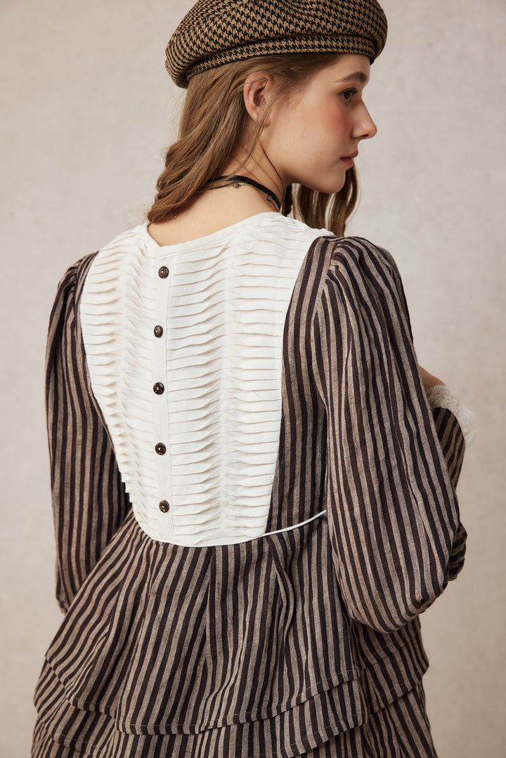 Lydia 18 | Linen Pintucked Puff Sleeve Blouse
