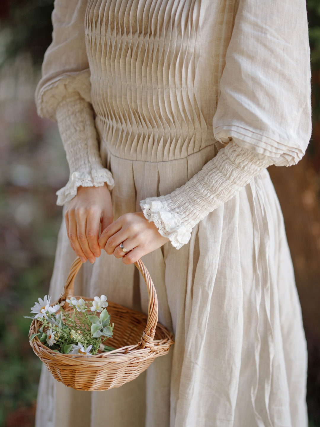 Eliana 15 | Pintucked Patchwork Linen Dress