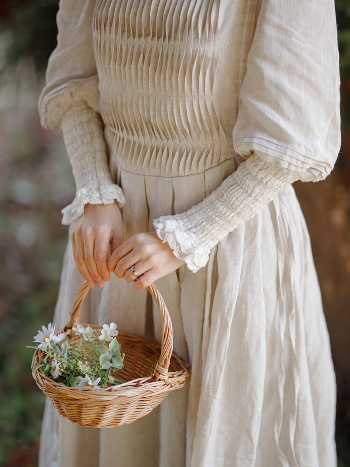 Eliana 15 | Pintucked Patchwork Linen Dress