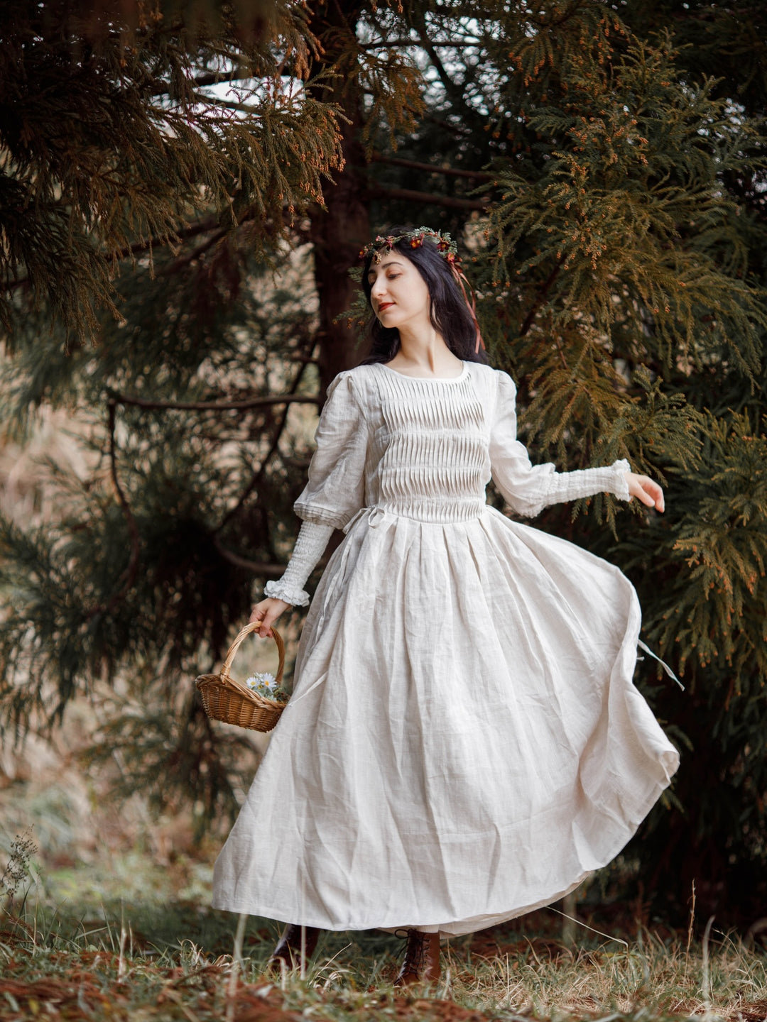 Eliana 15 | Pintucked Patchwork Linen Dress