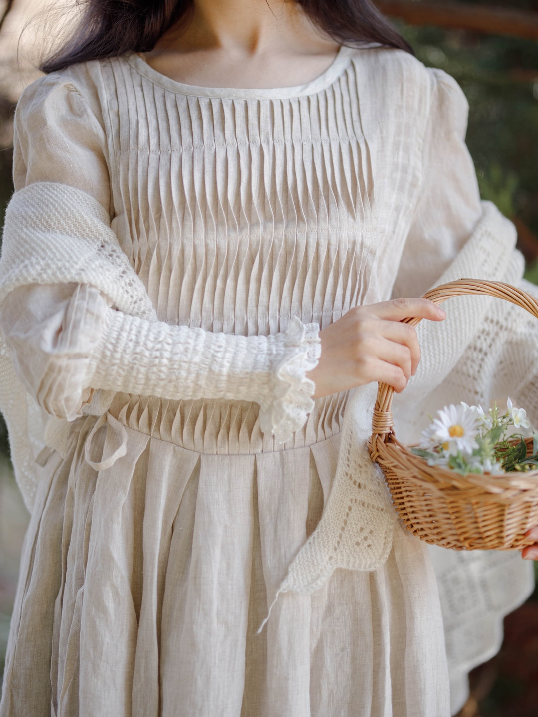 Eliana 15 | Pintucked Patchwork Linen Dress