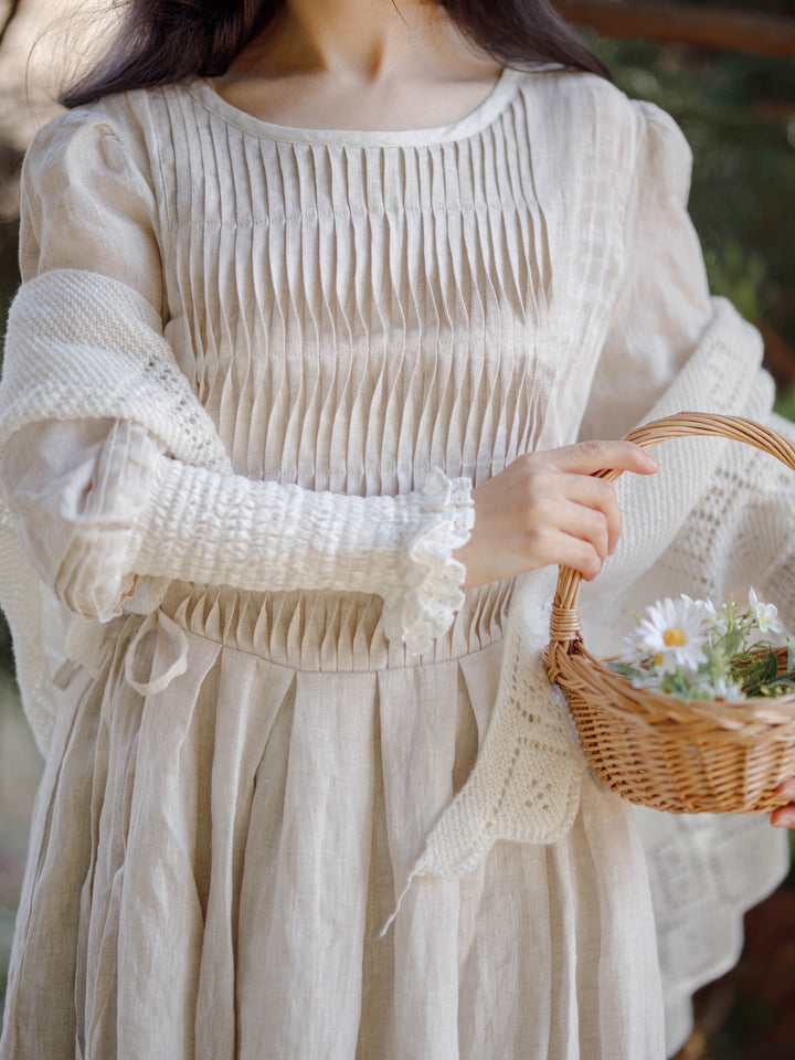 Eliana 15 | Pintucked Patchwork Linen Dress