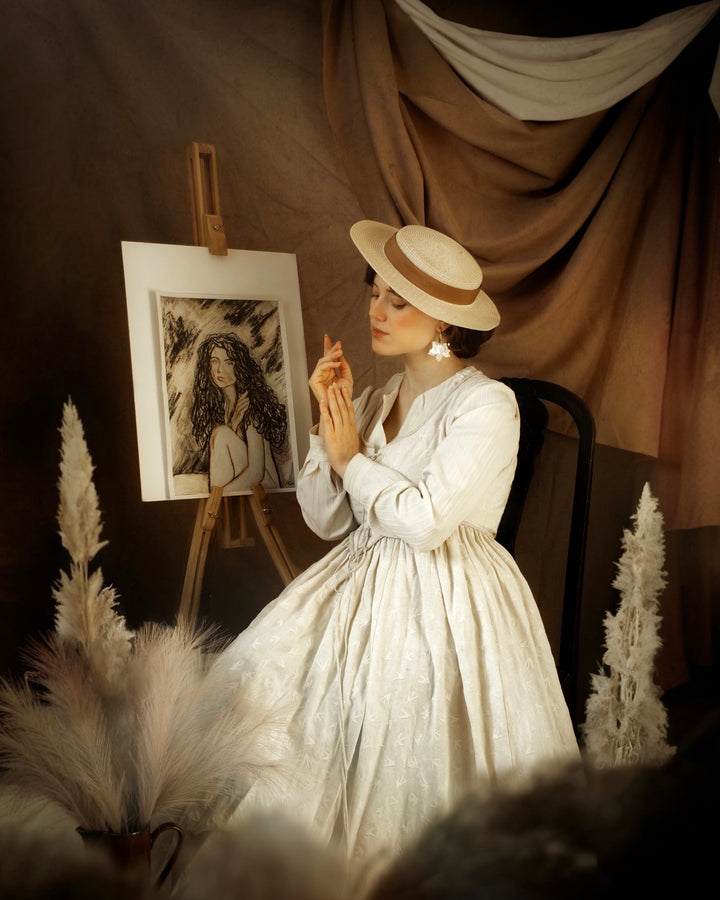 Anis 23 | Lace-up Jacquard Linen Corset Dress