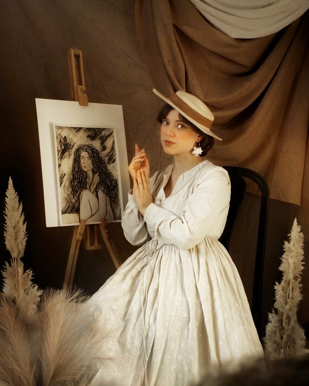 Anis 23 | Lace-up Jacquard Linen Corset Dress