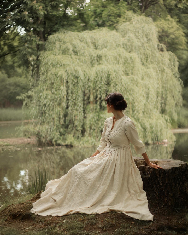 Anis 23 | Lace-up Jacquard Linen Corset Dress