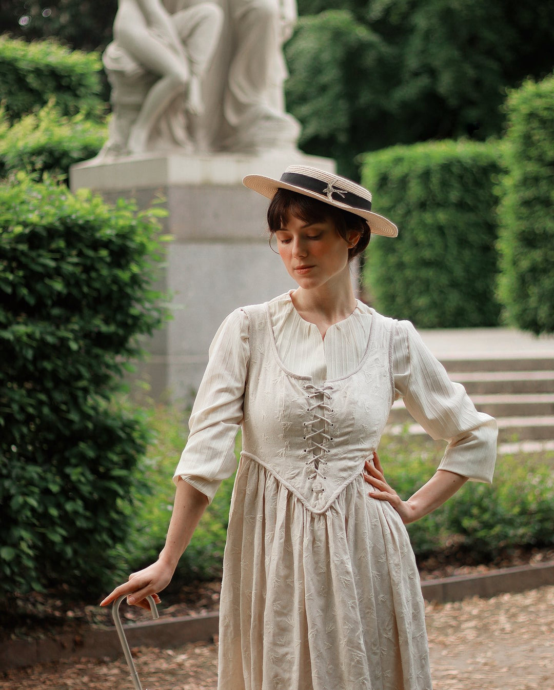 Anis 23 | Lace-up Jacquard Linen Corset Dress