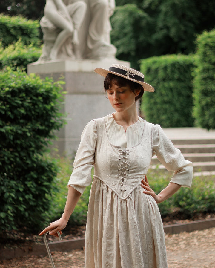 Anis 23 | Lace-up Jacquard Linen Corset Dress