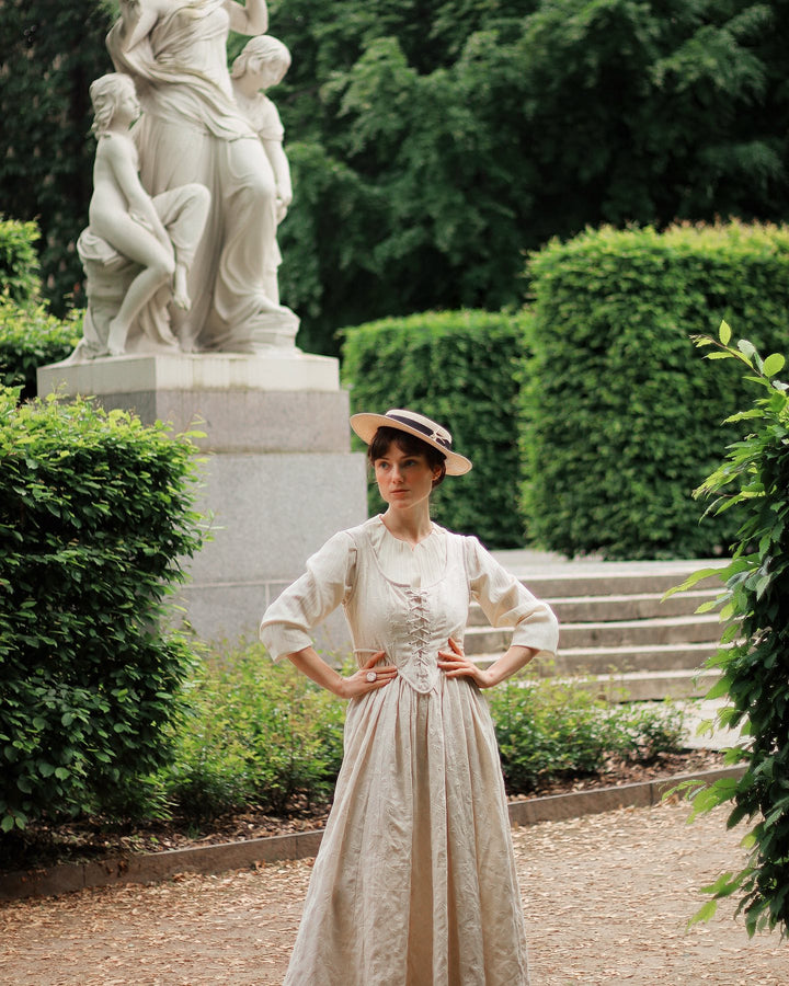 Anis 23 | Lace-up Jacquard Linen Corset Dress