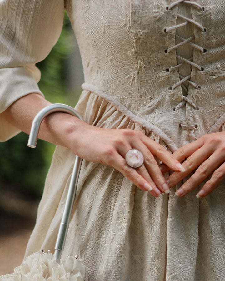 Anis 23 | Lace-up Jacquard Linen Corset Dress