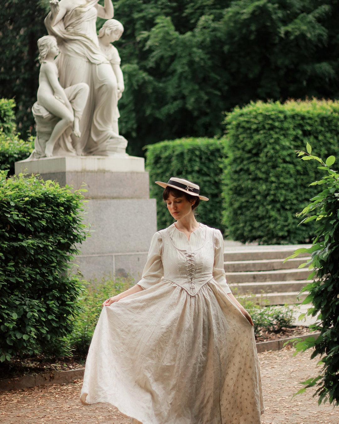 Anis 23 | Lace-up Jacquard Linen Corset Dress