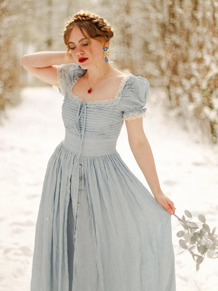 Monet Haze 26 | Fairy layered Linen Dress with pintucks