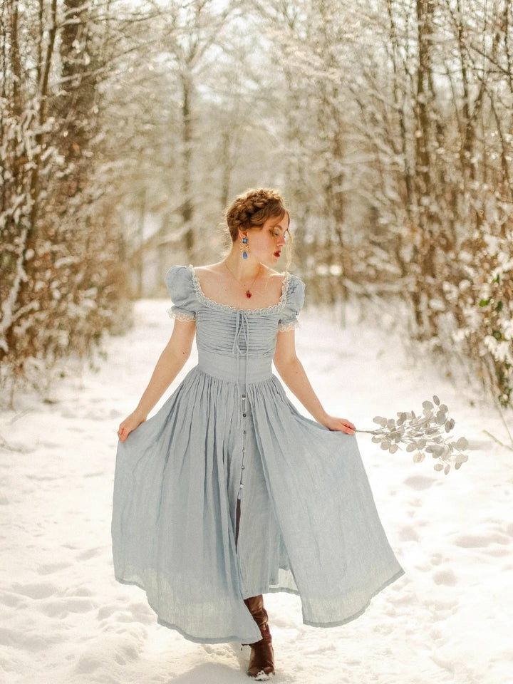 Monet Haze 26 | Fairy layered Linen Dress with pintucks