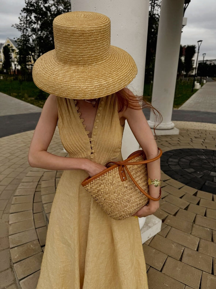 Rebecca 18 | Pleated Maxi Linen Dress