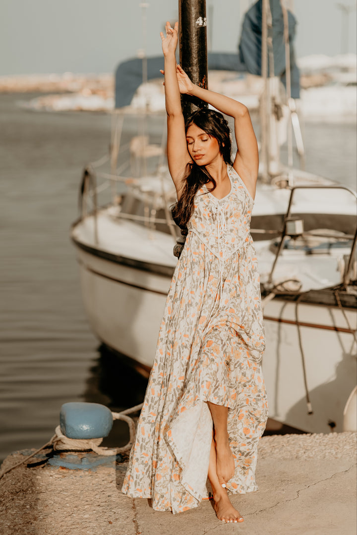 Anis 23 | Lace-up Jacquard Linen Corset Dress