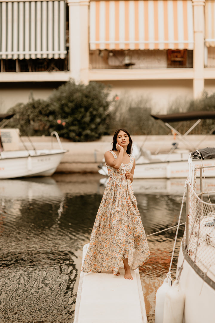 Anis 23 | Lace-up Jacquard Linen Corset Dress
