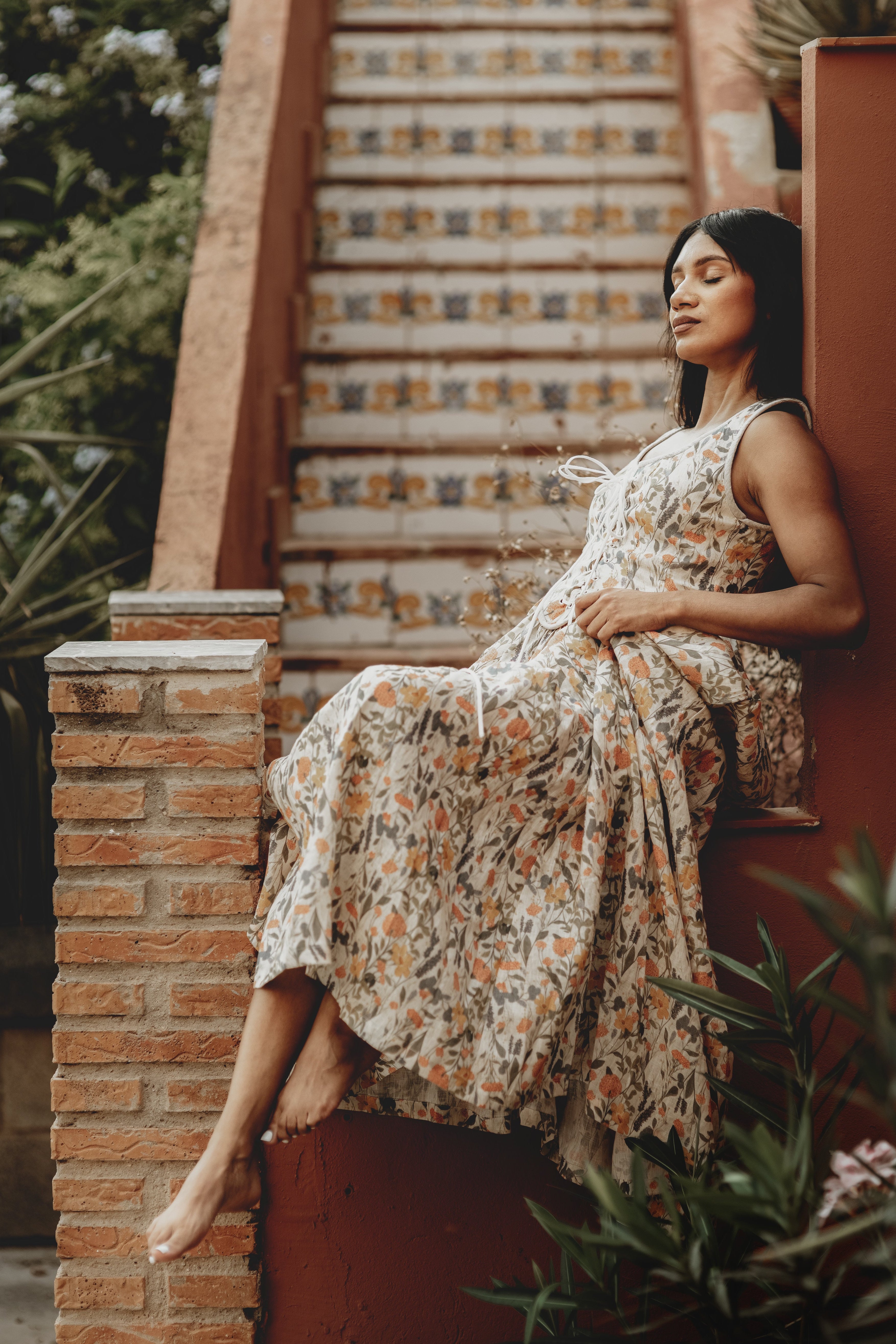 Anis 23 | Lace-up Jacquard Linen Corset Dress – Linennaive