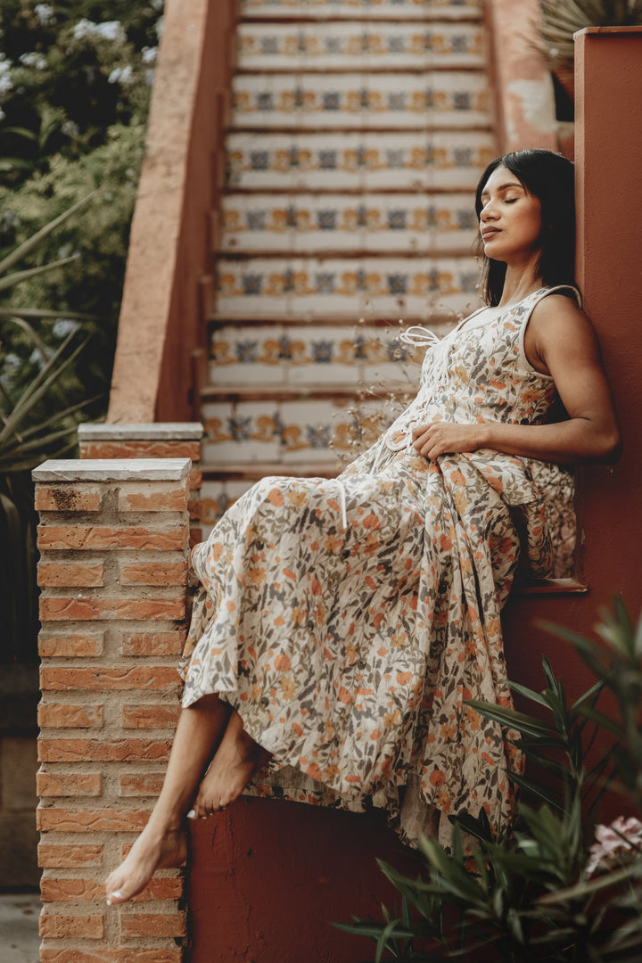 Anis 23 | Lace-up Jacquard Linen Corset Dress