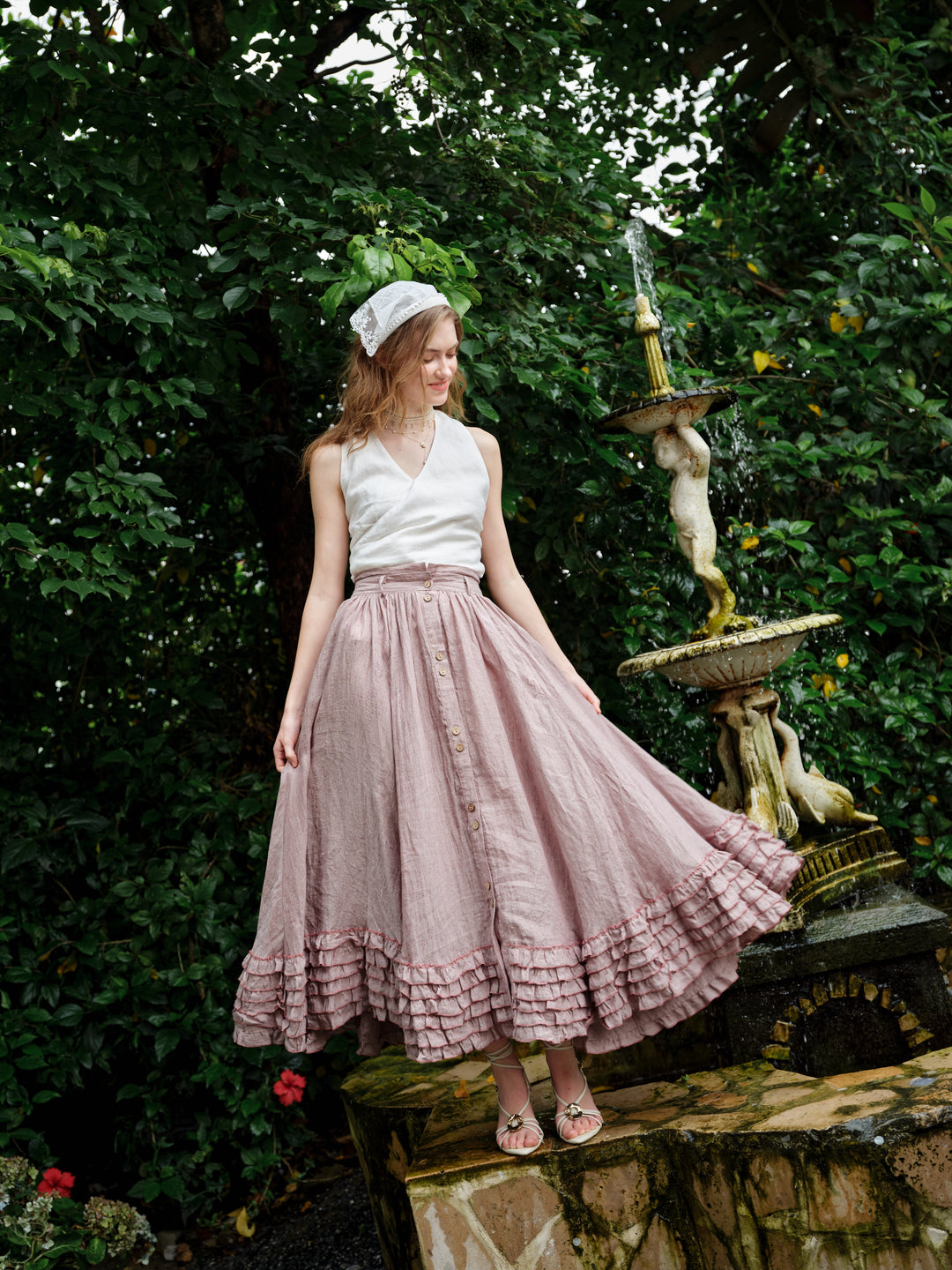 Dorothy 27 | Ruffled maxi linen skirt
