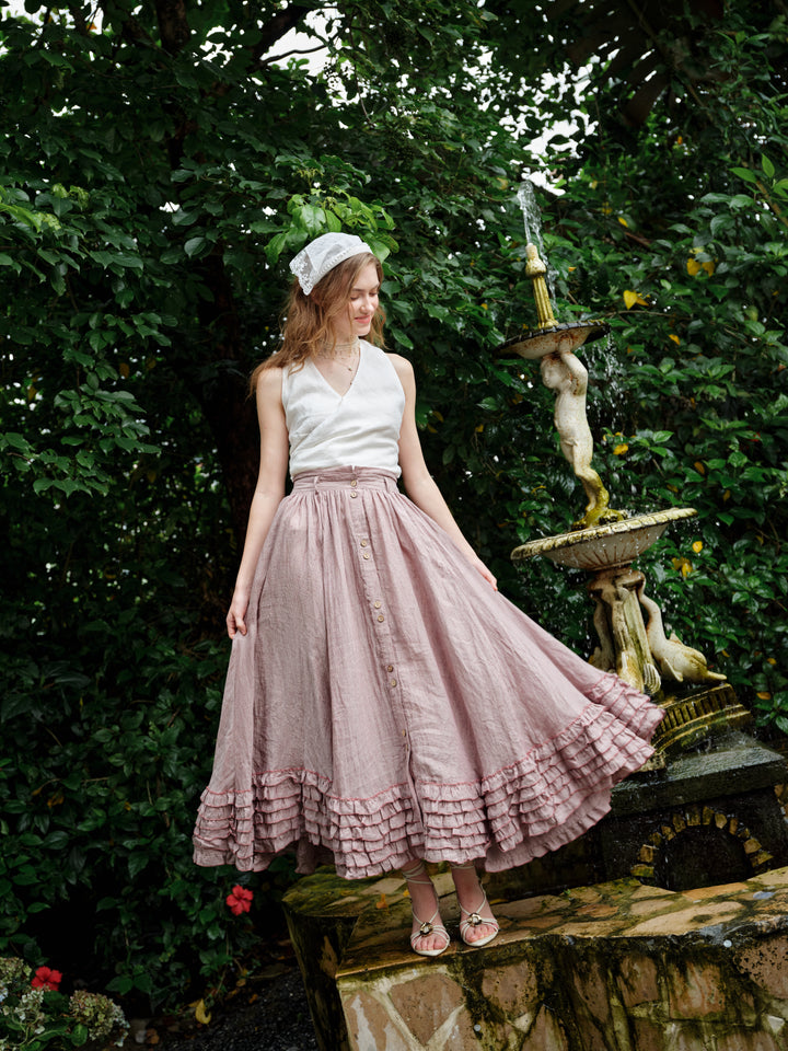 Dorothy 27 | Ruffled maxi linen skirt