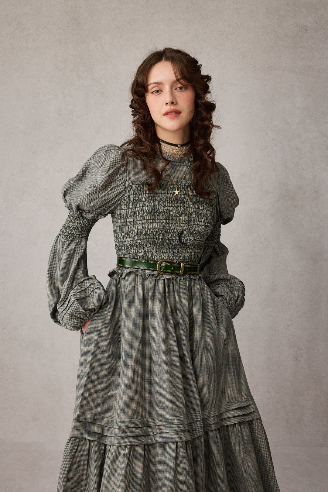 Jane 33 |Edward Smocking Linen Dress Chemise