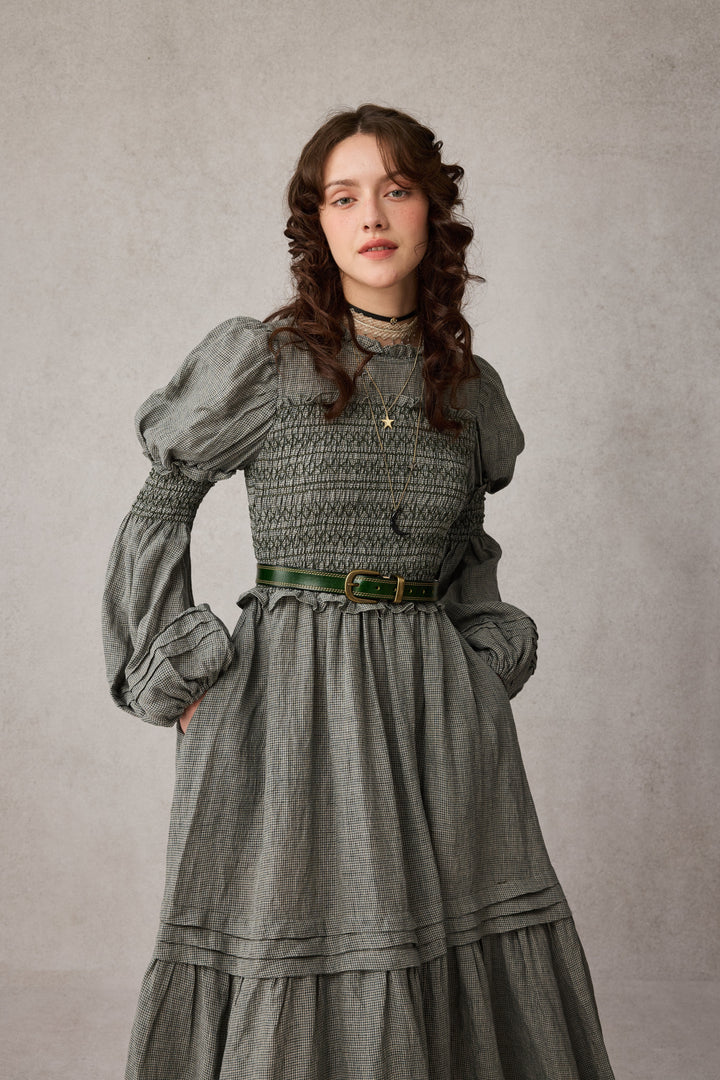 Jane 33 |Edward Smocking Linen Dress Chemise