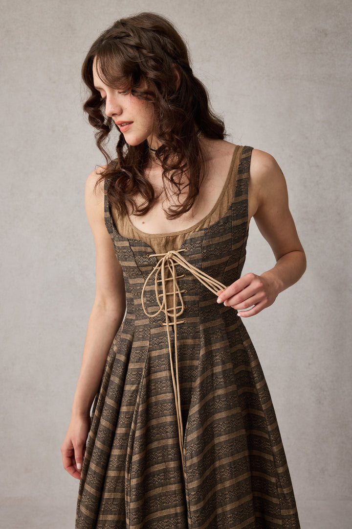 Alisa 25 | lace up linen dress