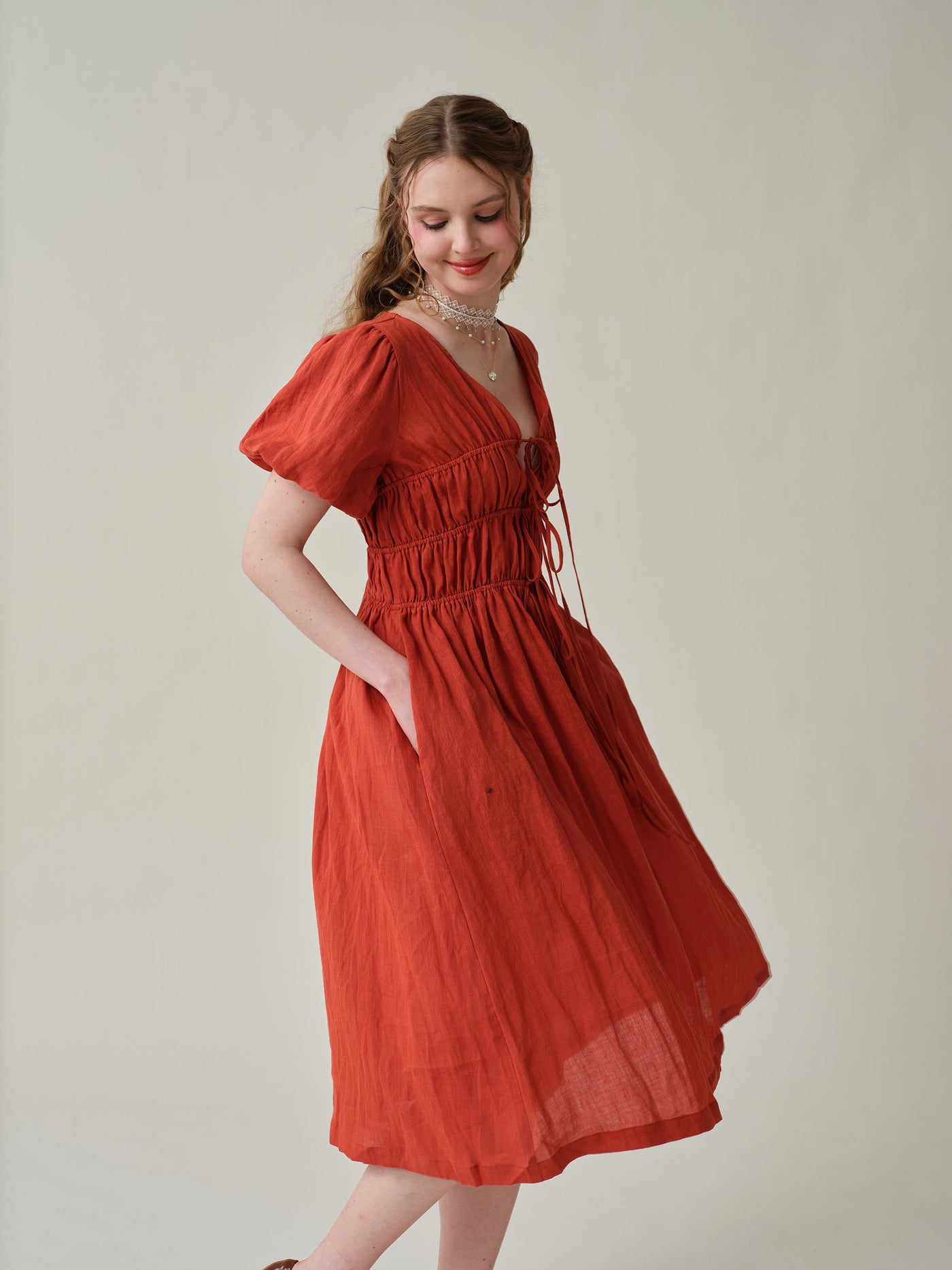 Santal 27| lace up linen dress