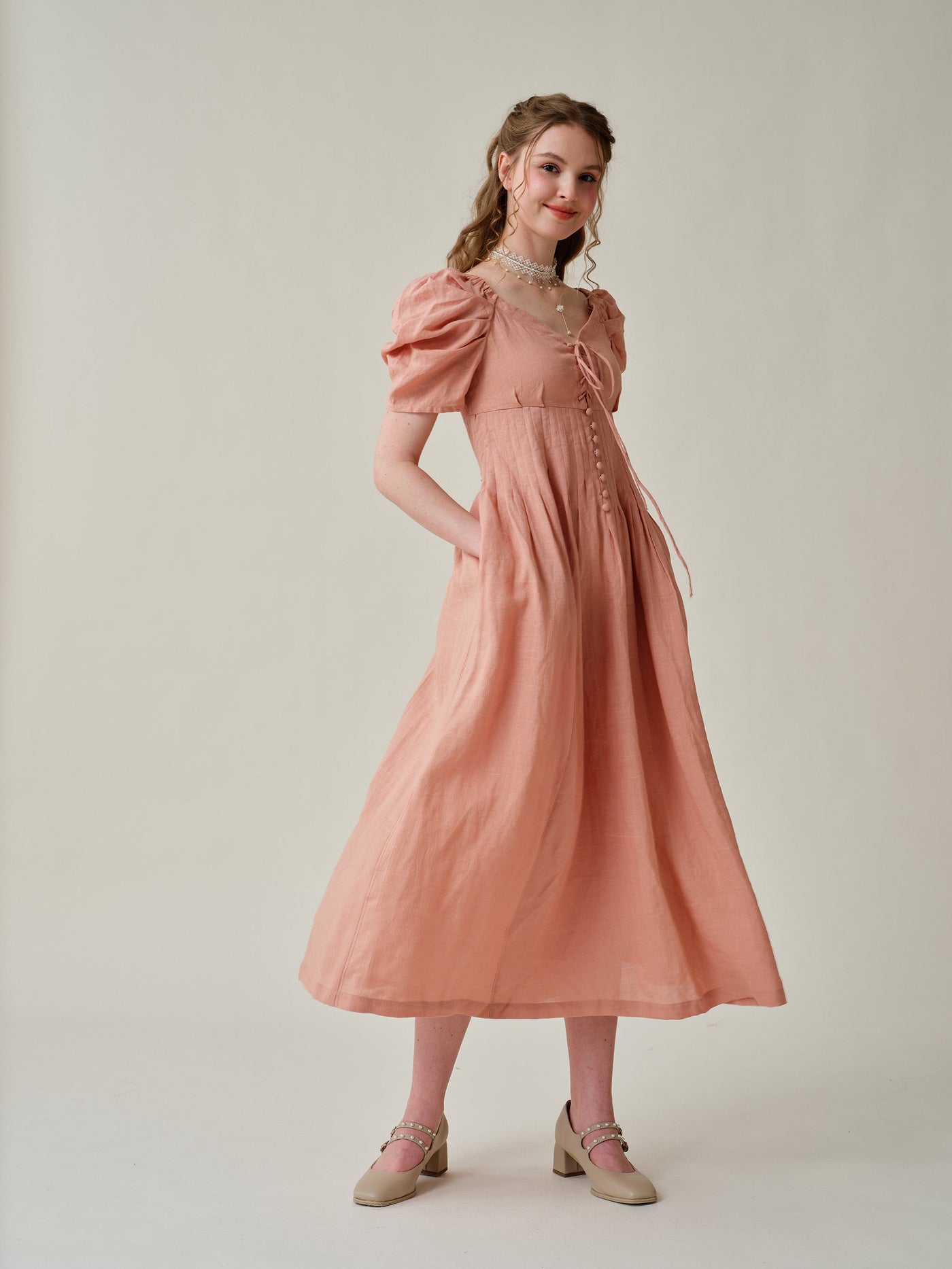 Hilma 21 |Linen regency corset dress