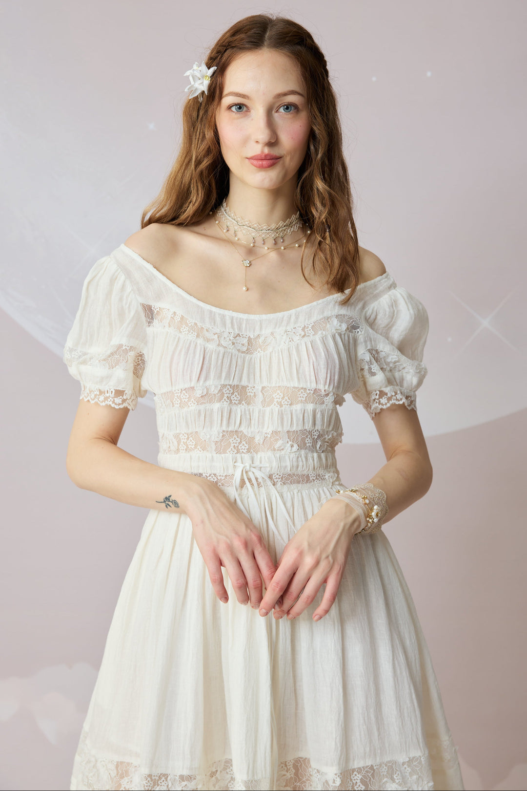 Dawn 17 | Lace Linen Dress Gown Linennaive Dawn 17 | Lace Linen Dress Gown Linennaive