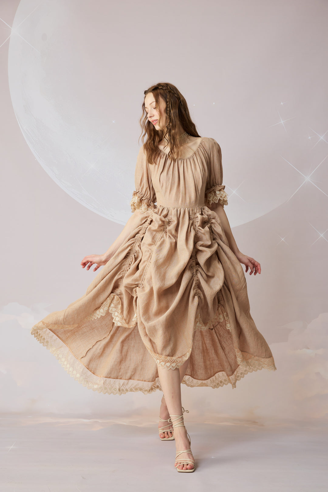 Elowen 27 | Lace Linen dress gown ( 2 way to wear )