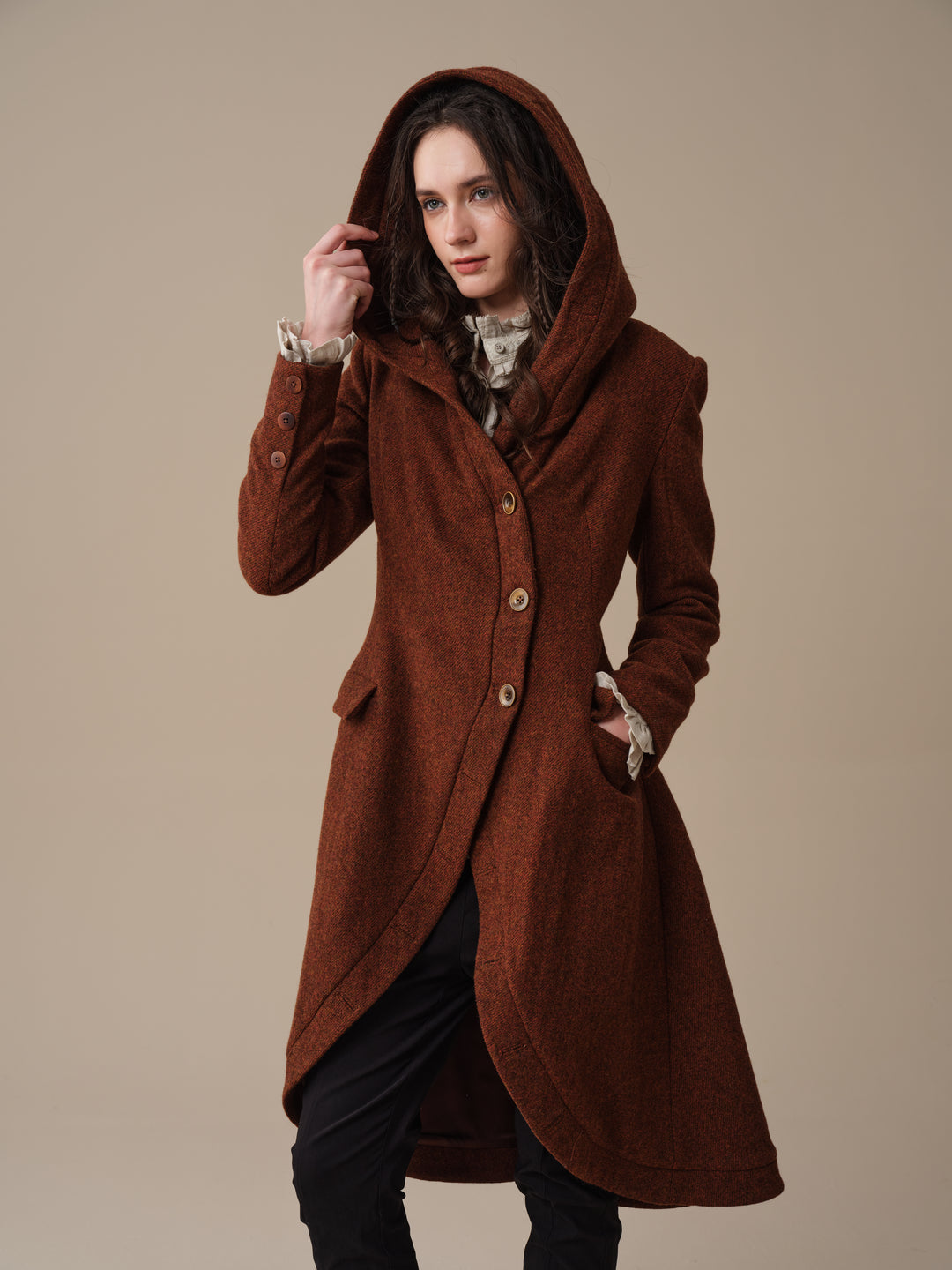 Augusta 02 | Tailored Hooded  100% Wool Coat