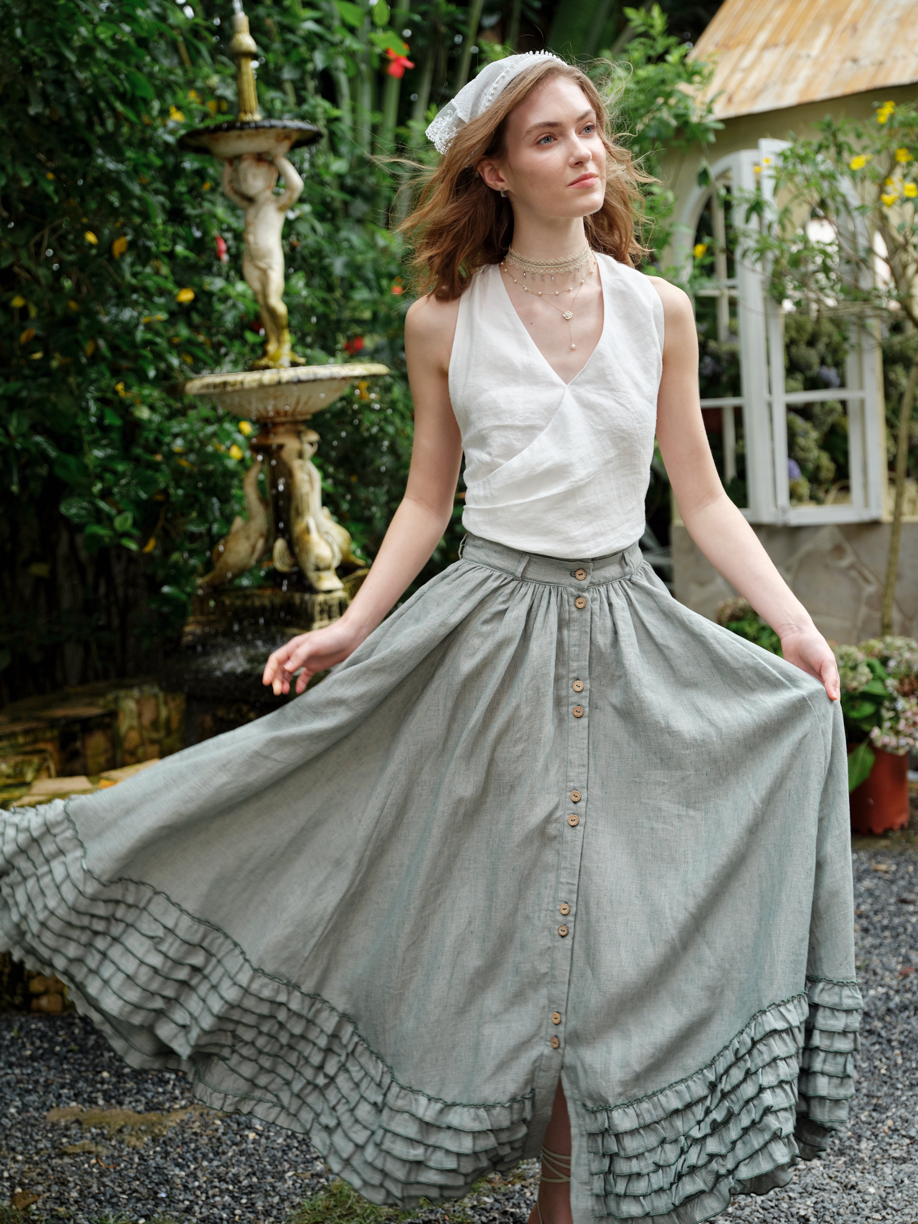 Dorothy 27 | Ruffled maxi linen skirt – Linennaive