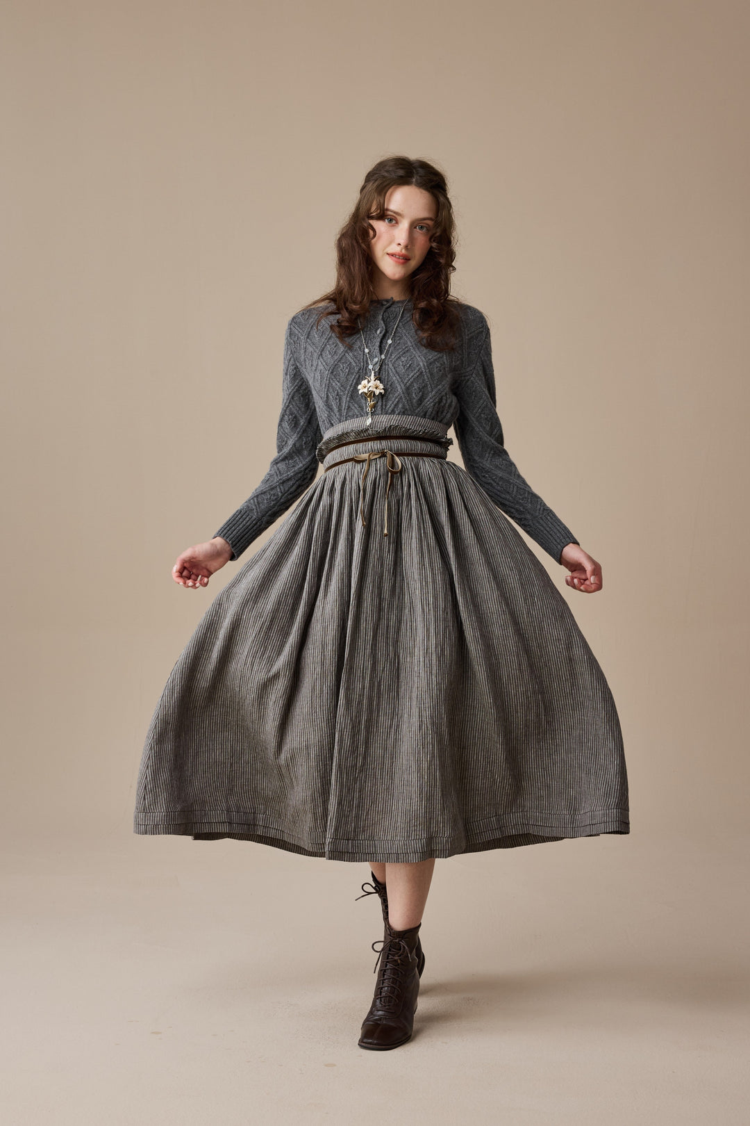 Bruna 17 |Striped Linen Skirt