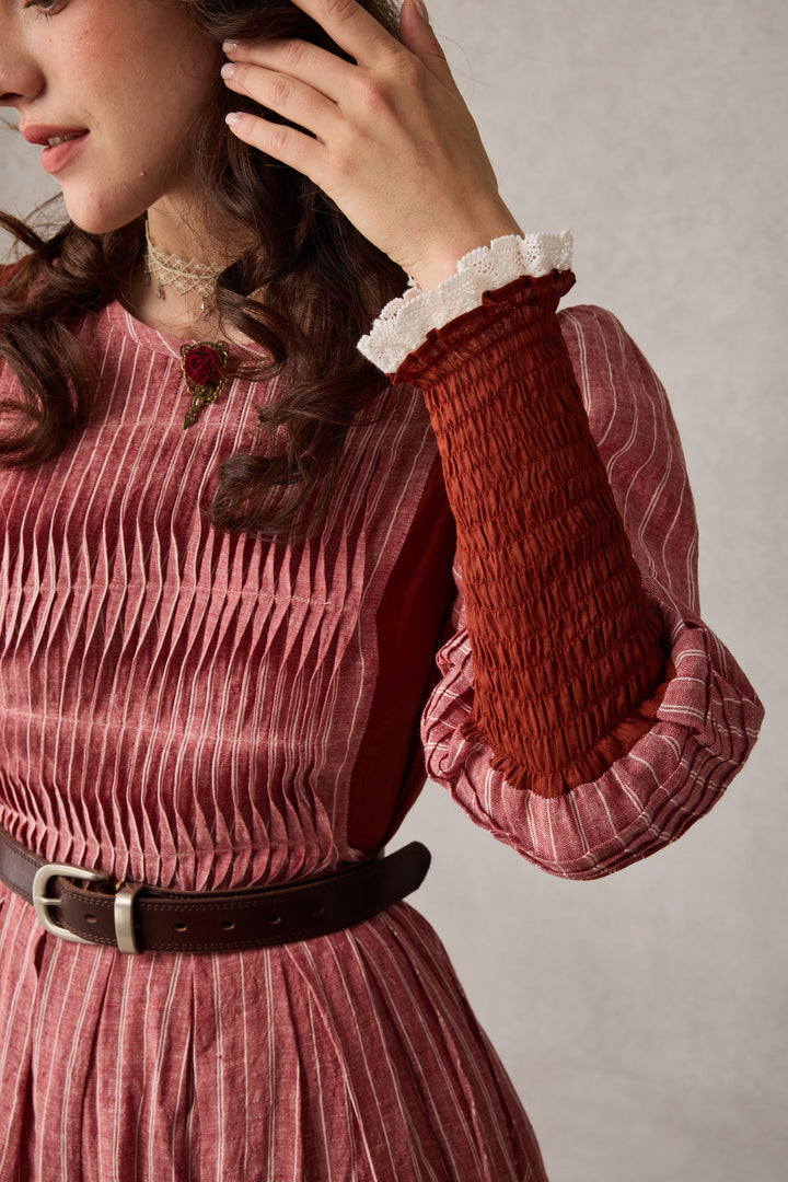 Eliana 15 | Pintucked Patchwork Linen Dress