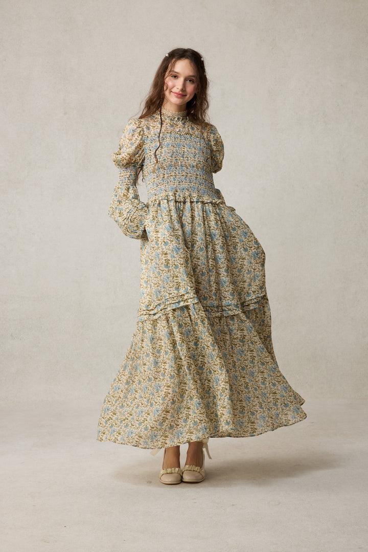 Jane 33 |Edward Smocking Linen Dress Chemise