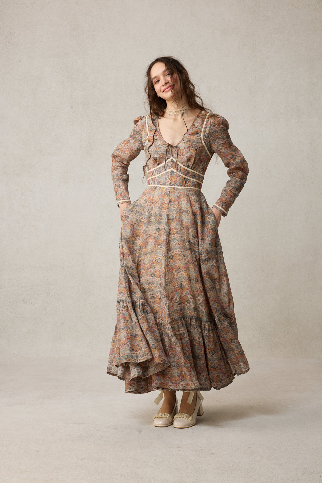 Chelse 19 |Longsleeved Linen Dress Gown Ruby Red / 2XL Chelse 19 |Longsleeved Linen Dress Gown Ruby Red / 2XL