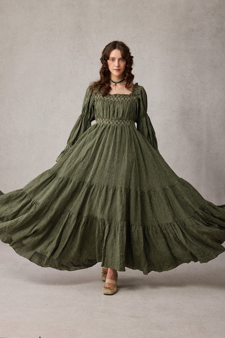 Cloud 21 | smocking embroidery linen dress