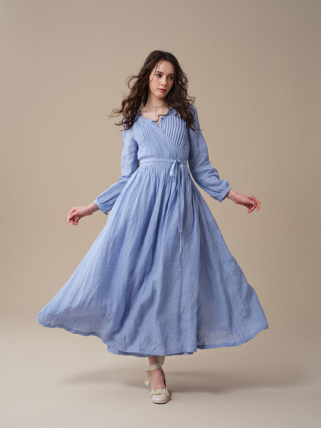 Bluebell 06 | Pintuck Linen Wrap Dress