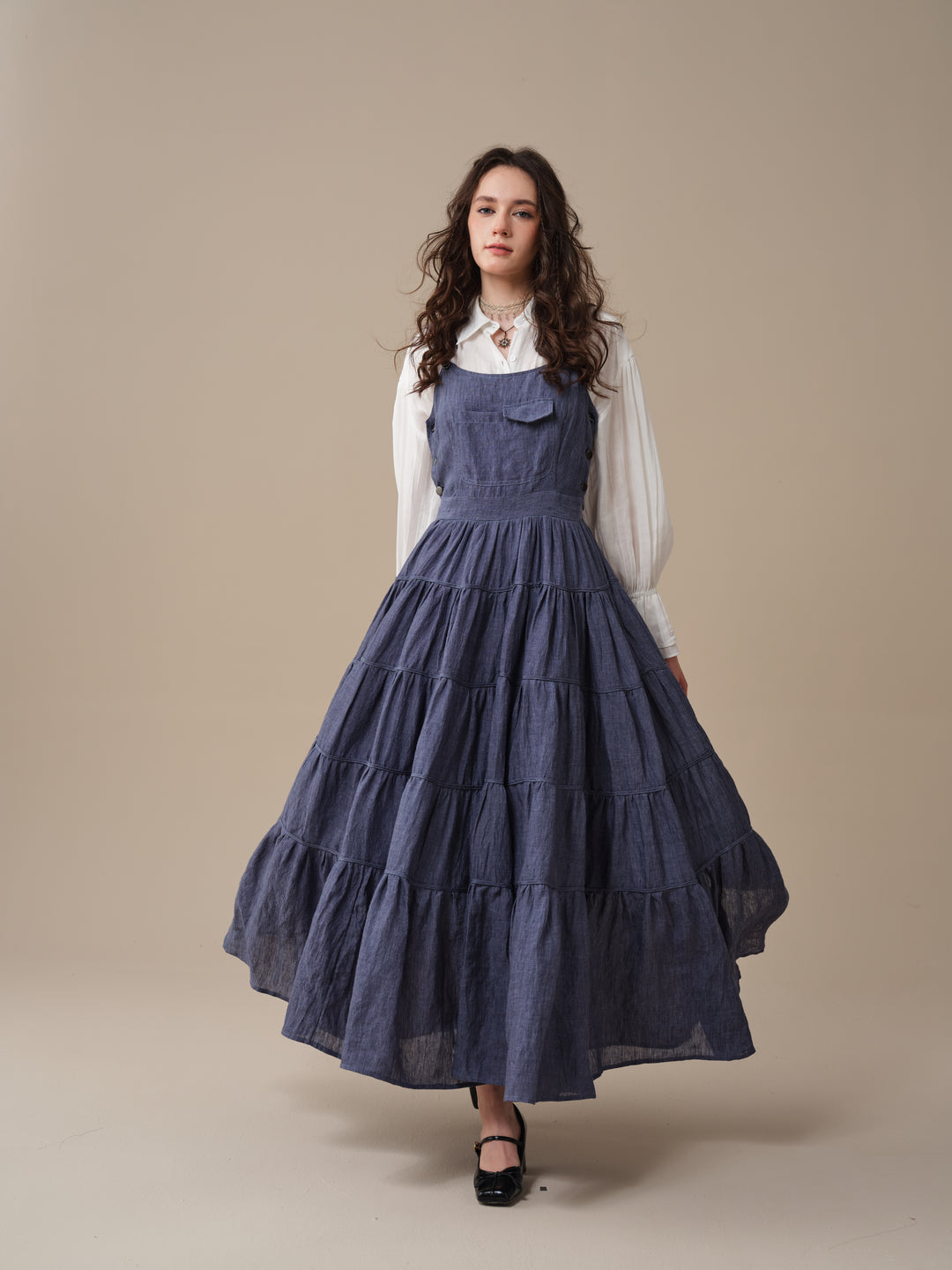 Heather 12 | Linen Apron Maxi Dress