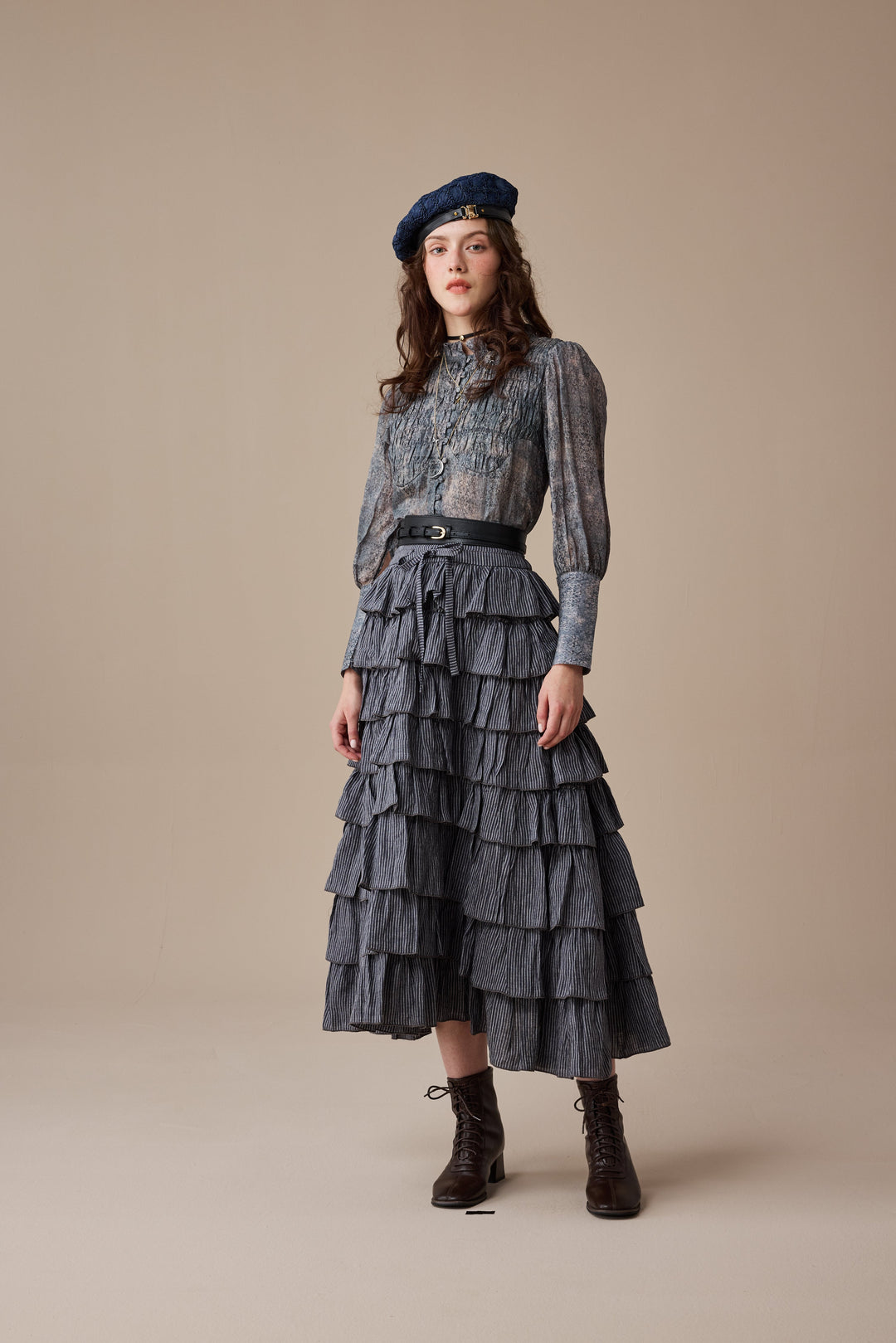 Ischia 14 | Layered petal linen skirt