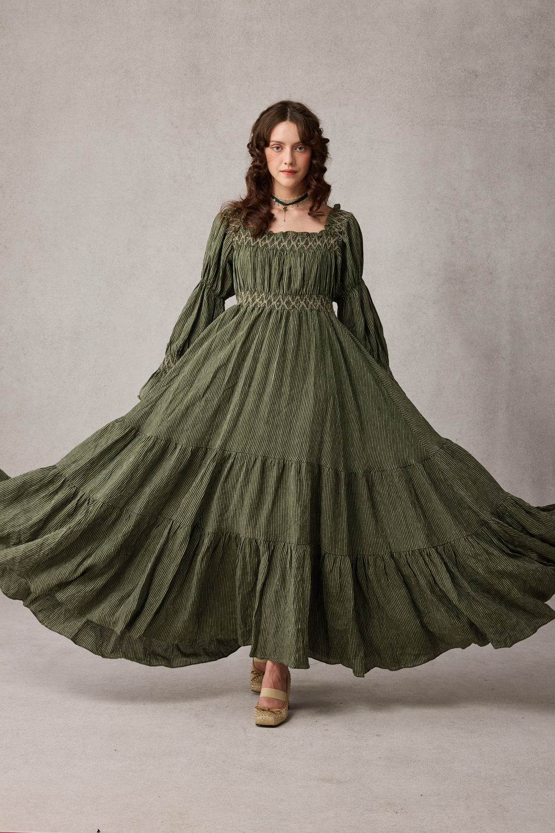 Cloud 21 | smocking embroidery linen dress