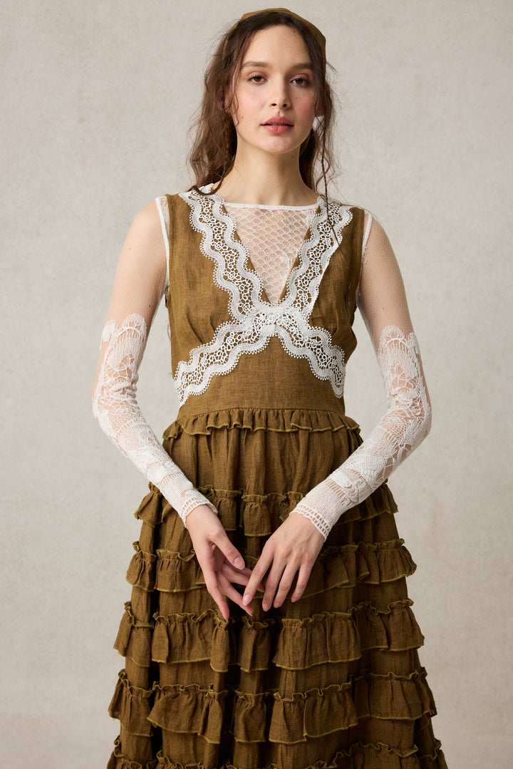 Nolita 28 |Lace & Linen Dress Gown （With Gift scarf)