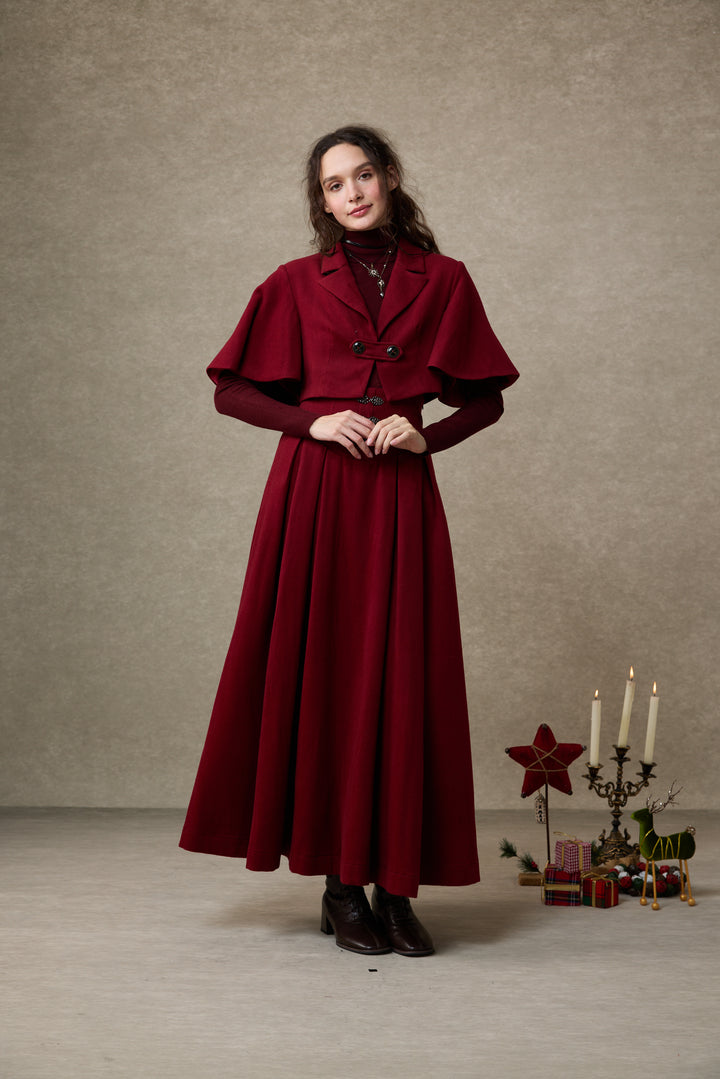 Clarise 22 |Retro Wool Skirt & Cape (2 pieces)