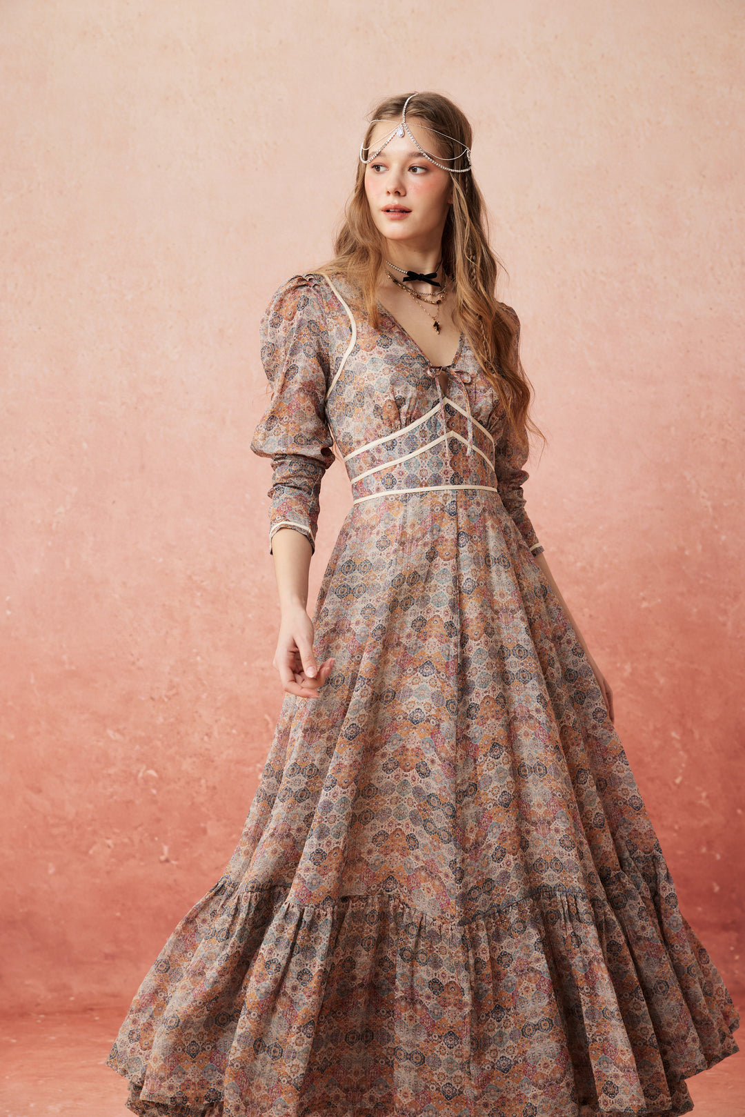 Chelse 19 |Longsleeved Linen Dress Gown