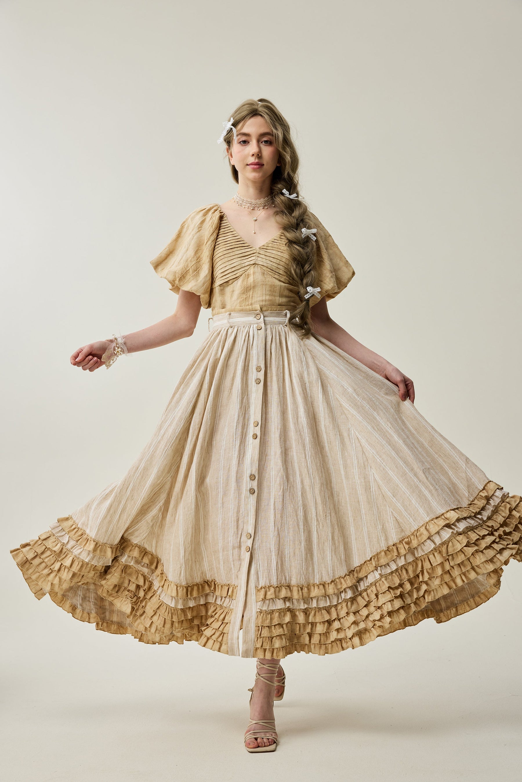 Dorothy 27 Ruffled maxi linen skirt Linennaive