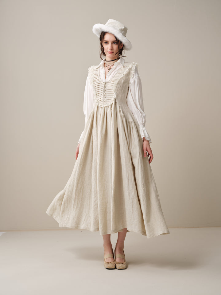 Edith 14 | Pleated Corset Linen Dress