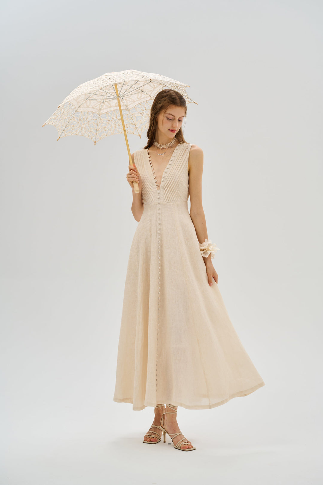 Rebecca 18 | Pleated Maxi Linen Dress Linennaive Rebecca 18 | Pleated Maxi Linen Dress Linennaive