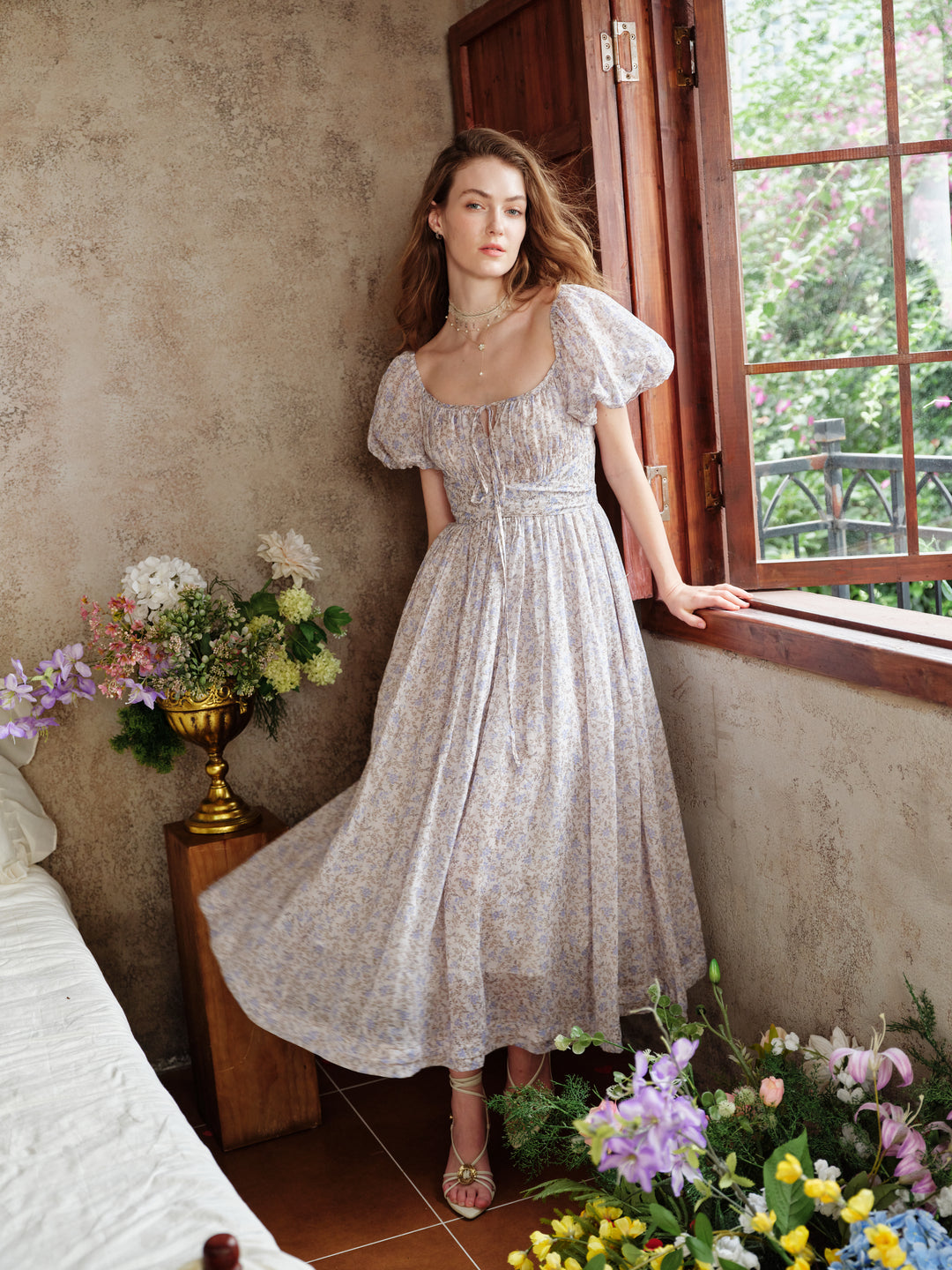 Alice 19 | Floral linen dress Blue Jasmine / S Alice 19 | Floral linen dress Blue Jasmine / S